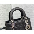 Qualità superiore replica Dior Lady Dior Media in Pelle di Vitello Granata Nera Imitazioni