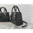 Qualità superiore replica Dior Lady Dior Media in Pelle di Vitello Granata Nera Imitazioni