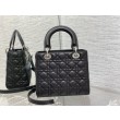 Qualità superiore replica Dior Lady Dior Media in Pelle di Vitello Granata Nera Imitazioni