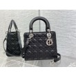 Qualità superiore replica Dior Lady Dior Media in Pelle di Vitello Granata Nera Imitazioni
