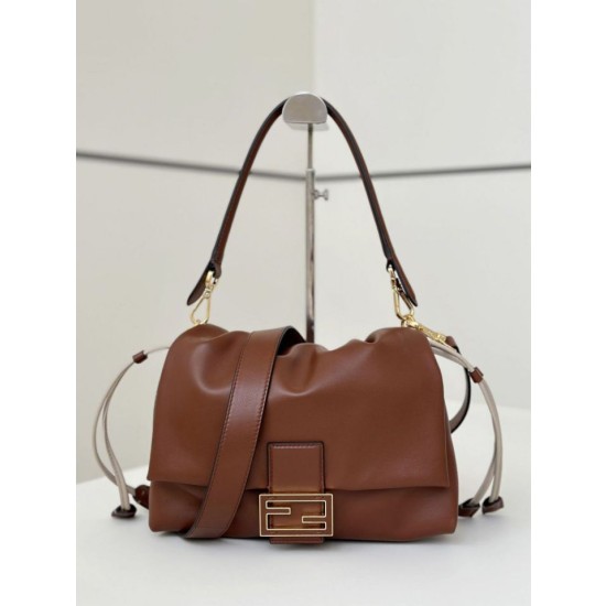 Borsa Fendi Mamma Baguette Media/Grande Replica Nappa Caffè Imitazione Outlet