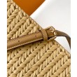Bora Pari all'originale replica Fendi Peekaboo Sabbia in Pelle e Fibre Intrecciate 8BN335 Albicocca Imitazioni