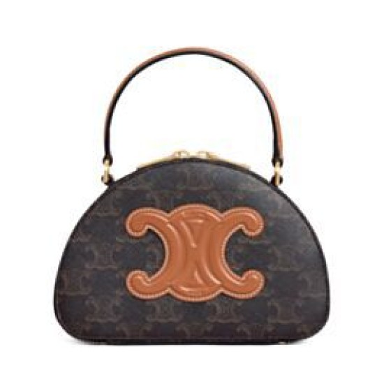 Qualità superiore replica Half Moon Box con stampa logo Celine replica Celine 10K642 Caffè Imitazione