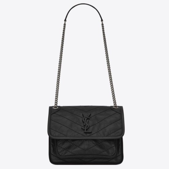 Replica Perfetta vintage YSL Saint Laurent Niki Baby stropicciata nera