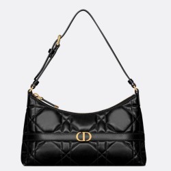 Riproduzione Fedele Mini borsa Dior Miss Caro Cigale replica Dior Macrocannage nera imitazioni