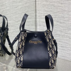 Riproduzione Fedele Borse Replica a secchiello Dior Signature piccola/media replica Dior Oblique Jacquard blu imitazioni