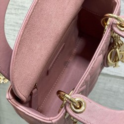 Qualità Specchio Replica Mini Borsa Dior Lady Dior Dior con O-link Rosa Cannage Riproduzione Fedele Mini Borsa Dior Lady Dior Replica Dior con O-link Rosa Cannage imitazioni