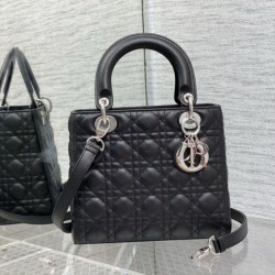 Qualità Specchio Replica Qualità superiore replica Dior Lady Dior Media in Pelle di Vitello Granata Nera Imitazioni Riproduzione Fedele Qualità superiore replica Dior Lady Dior Media in Pelle di Vitello Granata Nera Imitazioni imitazioni