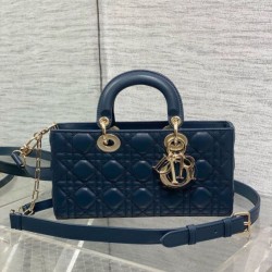 Qualità Specchio Replica Borse Alta Qualità Dior Lady D-Joy Media Cannage Blu Riproduzione Fedele Replica Borse Alta Qualità Dior Lady D-Joy Media Cannage Blu imitazioni