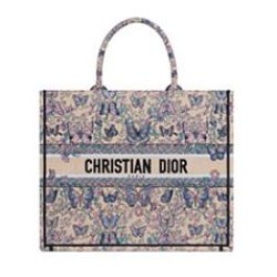 Riproduzione Fedele Imitazioni borse griffate Dior Book Tote grande Dior M1286 Albicocca ricamata con il motivo Papillon Toile de Jouy blu di Pietro Ruffo imitazioni