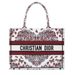 Riproduzione Fedele Borse Firmate Replica Dior Book Tote media Dior ricamata con il motivo multicolore M1286 Rosso di Pietro Ruffo Imitazioni imitazioni