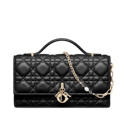 Riproduzione Fedele Borsa Dior My Dior con Maniglia 21 cm Nera imitazioni