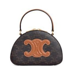 Riproduzione Fedele Qualità superiore replica Half Moon Box con stampa logo Celine replica Celine 10K642 Caffè Imitazione imitazioni