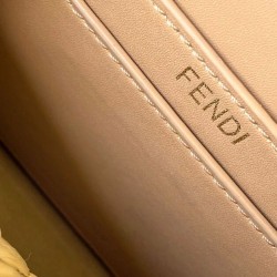 Riproduzione Fedele Bora Pari all'originale replica Fendi Peekaboo Sabbia in Pelle e Fibre Intrecciate 8BN335 Albicocca Imitazioni imitazioni