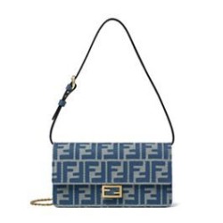 Riproduzione Fedele Portafoglio Baguette Fendi con catena replica Fendi 8M0498 Blu imitazioni
