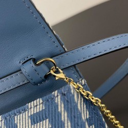 Riproduzione Fedele Portafoglio Baguette Fendi con catena replica Fendi 8M0498 Blu imitazioni