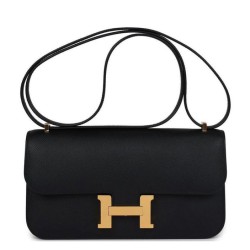 Riproduzione Fedele Borsa Hermès Constance Elan Long Clutch Etoupe Epsom Nera Imitazioni imitazioni