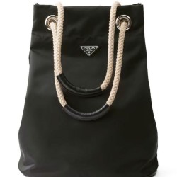 Riproduzione Fedele Borsa tote Prada Mariner Media Re-Nylon Replica 2VG133 Nero/Caffè imitazioni
