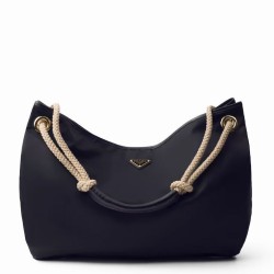Riproduzione Fedele Borsa a tracolla Prada Mariner grande Re-Nylon Replica 1BC244 Nero/Caffè Imitazione imitazioni