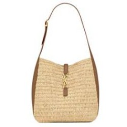 Riproduzione Fedele Replica Borse Firmate  piccola YSL Saint Laurent Le 5 A 7 Supple in rafia Caffè imitazioni