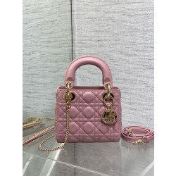 Mini Borsa Dior Lady Dior Replica Dior con O-link Rosa Cannage