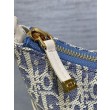 Mini borsa Dior Miss Caro Cigale Oblique Chambray con effetto rafia Blu