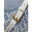 Mini borsa Dior Miss Caro Cigale Oblique Chambray con effetto rafia Blu