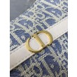 Mini borsa Dior Miss Caro Cigale Oblique Chambray con effetto rafia Blu