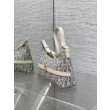 Mini borsa Dior Miss Caro Cigale Oblique Chambray con effetto rafia Blu