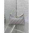 Mini borsa Dior Miss Caro Cigale Oblique Chambray con effetto rafia Blu
