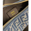 Mini-borsa hobo Fendi FF Jacquard effetto denim replica Fendigraphy 8BS081 Blu