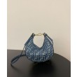 Mini-borsa hobo Fendi FF Jacquard effetto denim replica Fendigraphy 8BS081 Blu