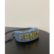 Mini-borsa hobo Fendi FF Jacquard effetto denim replica Fendigraphy 8BS081 Blu