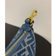 Mini-borsa hobo Fendi FF Jacquard effetto denim replica Fendigraphy 8BS081 Blu