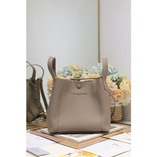 Replica Borsa a secchiello Dior Signature piccola/media grigia