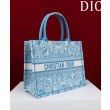 Replica Borsa Dior Book Tote media Dior M1286 ricamata con il motivo celeste D-Butterfly Paisley blu/bianco