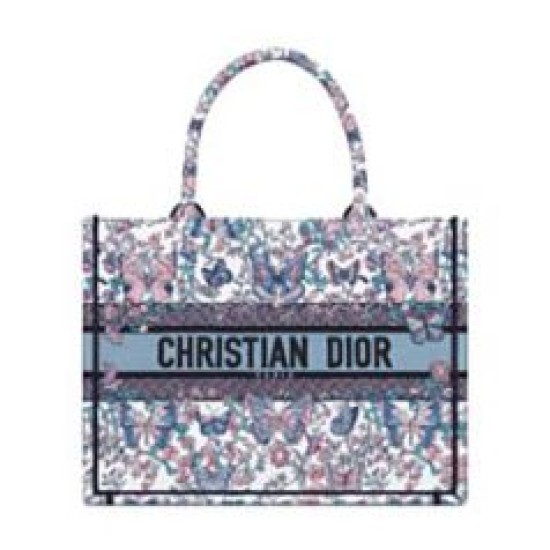 Replica Borsa Dior Book Tote Media Dior M1286 ricamata con Pietro Ruffo Bianco