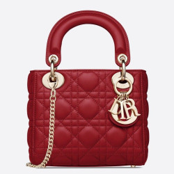 Replica Replica Perfetta Dior Mini Lady Dior con Catena Rosso Cannage Imitazioni