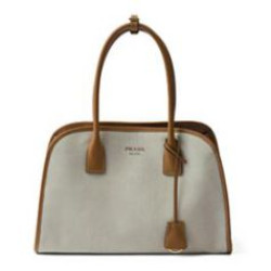 Replica Borse Replica tote media Prada in misto lino 1BG572 Caffè