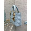 Replica Mini Borsa Dior Lady Dior con O-link Cannage Blu Imitazioni