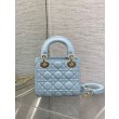 Replica Mini Borsa Dior Lady Dior con O-link Cannage Blu Imitazioni