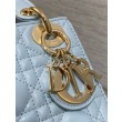 Replica Mini Borsa Dior Lady Dior con O-link Cannage Blu Imitazioni