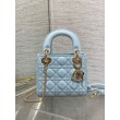 Replica Mini Borsa Dior Lady Dior con O-link Cannage Blu Imitazioni