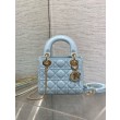 Replica Mini Borsa Dior Lady Dior con O-link Cannage Blu Imitazioni