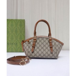 Borsa a mano piccola Gucci GG Emblem 839005 Caffè