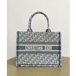 Borsa Dior Book Tote Dior blu ricamata con motivo Dior Oblique grigio