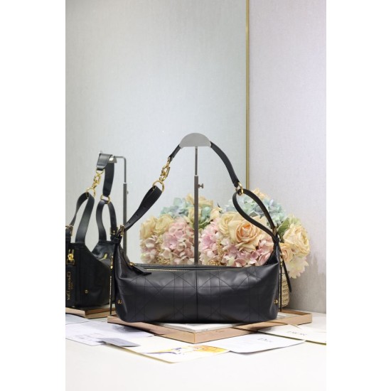 Borse Replica Alta Qualità Dior Piccola/Media D-Journey in Vitello Liscio Vintage Nero