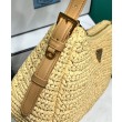 Borsa grande all'uncinetto Prada Aimee Albicocca