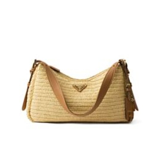 Borsa grande all'uncinetto Prada Aimee Albicocca