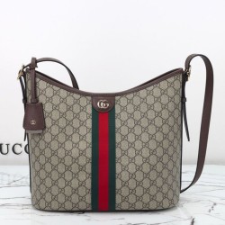 Riproduzione Fedele Borsa a tracolla grande Gucci Ophidia 836871 Caffè scuro imitazioni